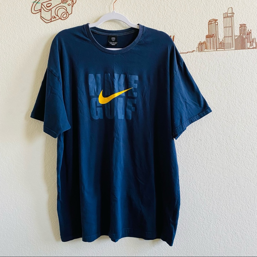 Nike Navy Yellow Logo Detail Round Neck Short Sleeve T-Shirt Size XXL
